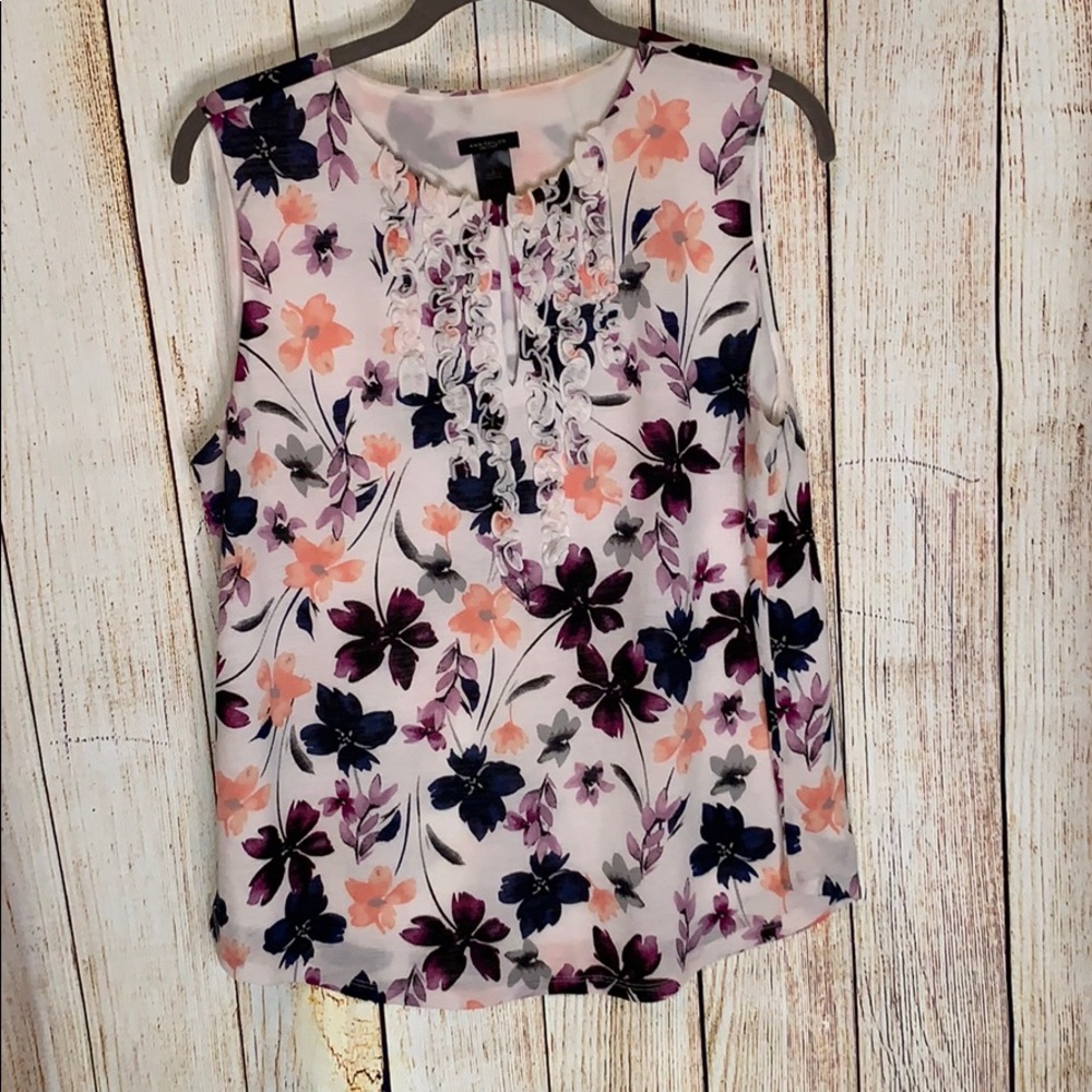 Ann Taylor sleeveless floral blouse